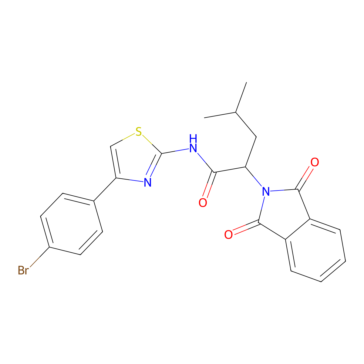 N-[4-(4-bromophenyl)-1,3-thiazol-2-yl]-2-(1,3-dioxoisoindol-2-yl)-4-methylpentanamide molecular structure, CAS 347365-26-8