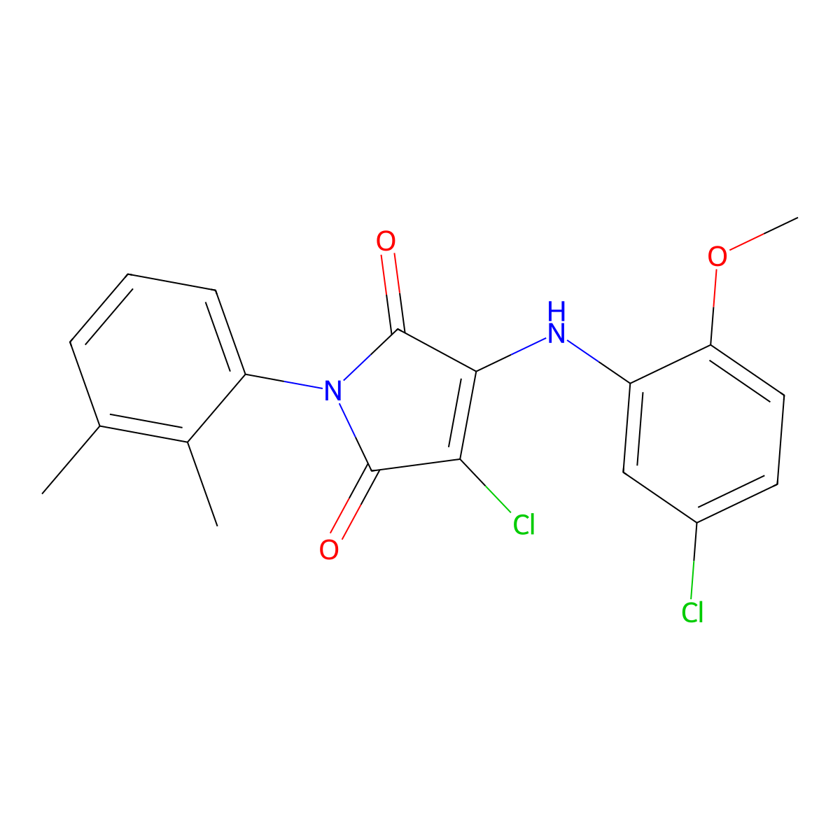 3-Chloro-4-(5-chloro-2-methoxyanilino)-1-(2,3-dimethylphenyl)pyrrole-2,5-dione molecular structure, CAS 347365-36-0