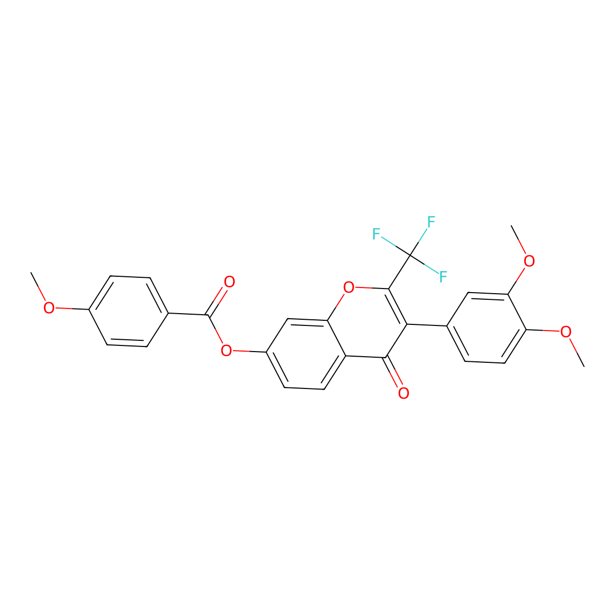 3-(3,4-dimethoxyphenyl)-4-oxo-2-(trifluoromethyl)-4H-chromen-7-yl 4-methoxybenzoate molecular structure, CAS 347365-55-3