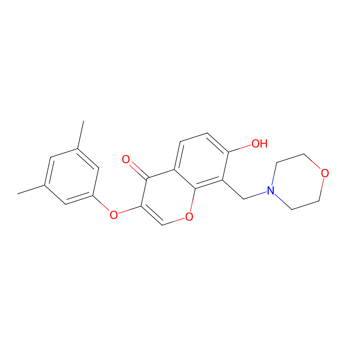 3-(3,5-Dimethylphenoxy)-7-hydroxy-8-(morpholin-4-ylmethyl)chromen-4-one molecular structure, CAS 347365-58-6