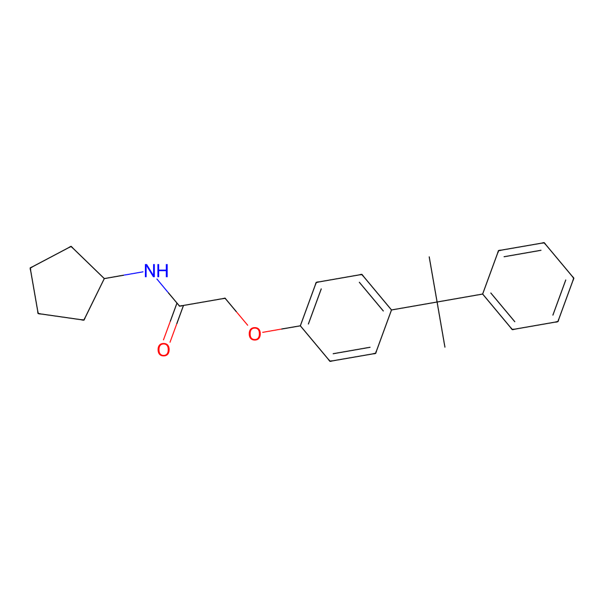 N-cyclopentyl-2-[4-(2-phenylpropan-2-yl)phenoxy]acetamide molecular structure, CAS 347365-76-8