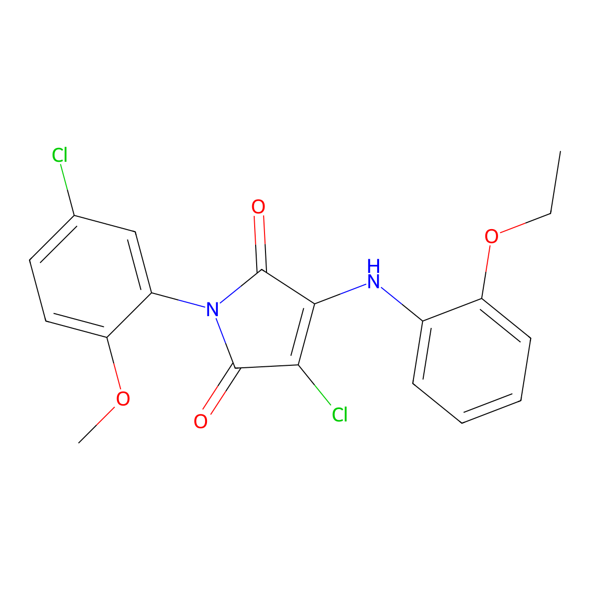 3-Chloro-1-(5-chloro-2-methoxyphenyl)-4-(2-ethoxyanilino)pyrrole-2,5-dione molecular structure, CAS 347365-79-1