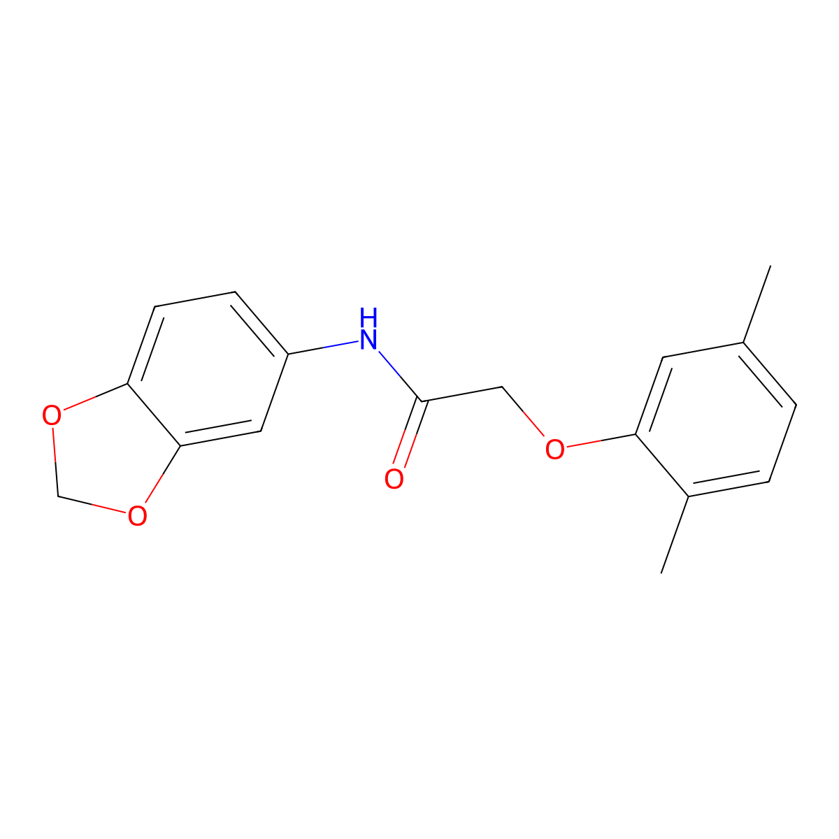 N-(1,3-benzodioxol-5-yl)-2-(2,5-dimethylphenoxy)acetamide molecular structure, CAS 347365-87-1