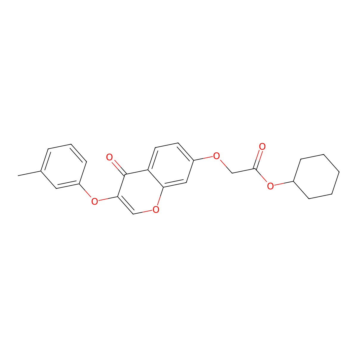 cyclohexyl {[3-(3-methylphenoxy)-4-oxo-4H-chromen-7-yl]oxy}acetate molecular structure, CAS 347366-05-6