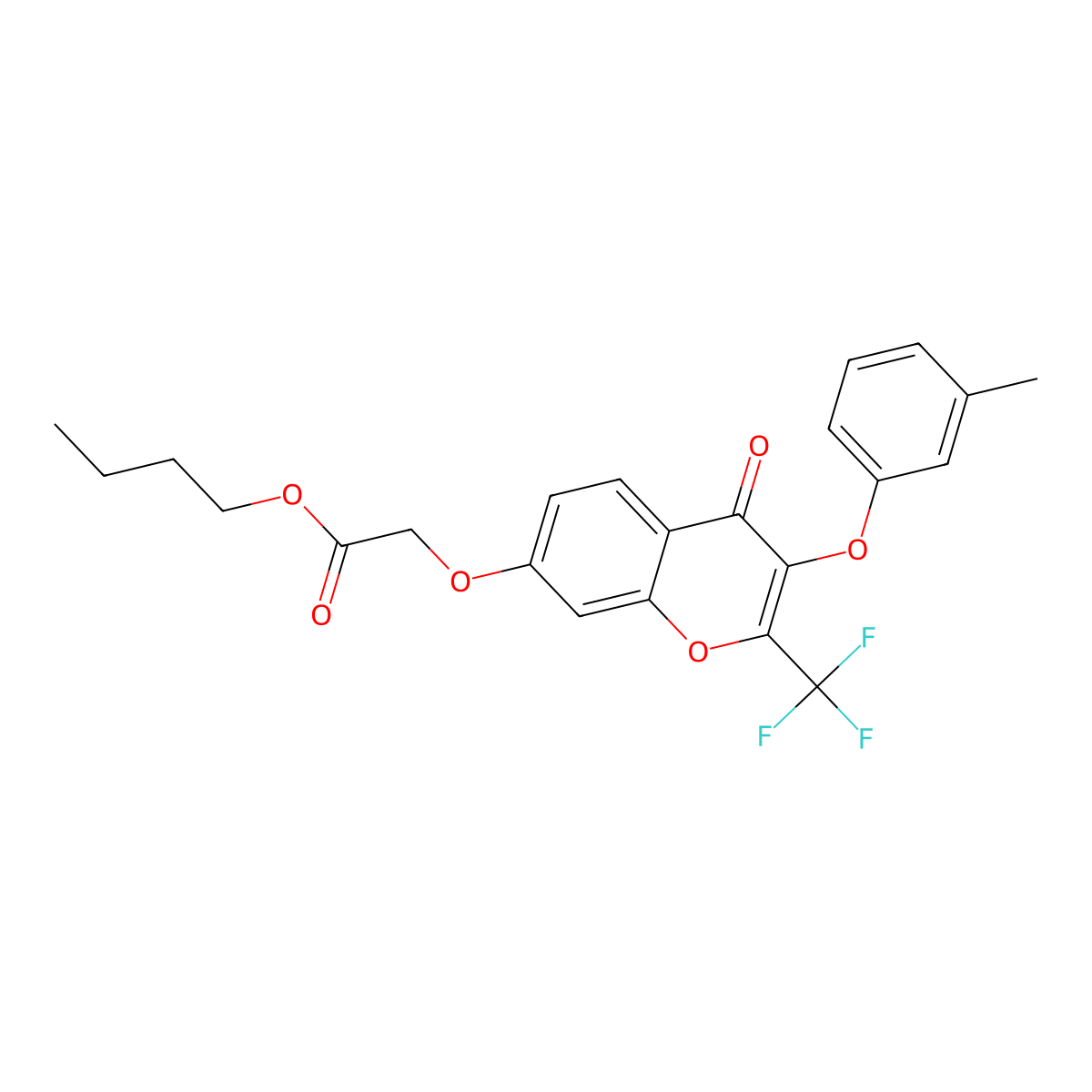 Butyl 2-[3-(3-methylphenoxy)-4-oxo-2-(trifluoromethyl)chromen-7-yloxy]acetate molecular structure, CAS 347366-24-9