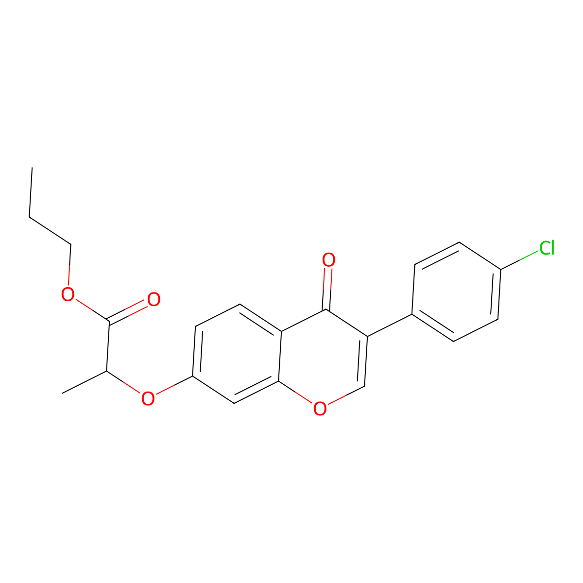 propyl 2-((3-(4-chlorophenyl)-4-oxo-4H-chromen-7-yl)oxy)propanoate molecular structure, CAS 347366-27-2