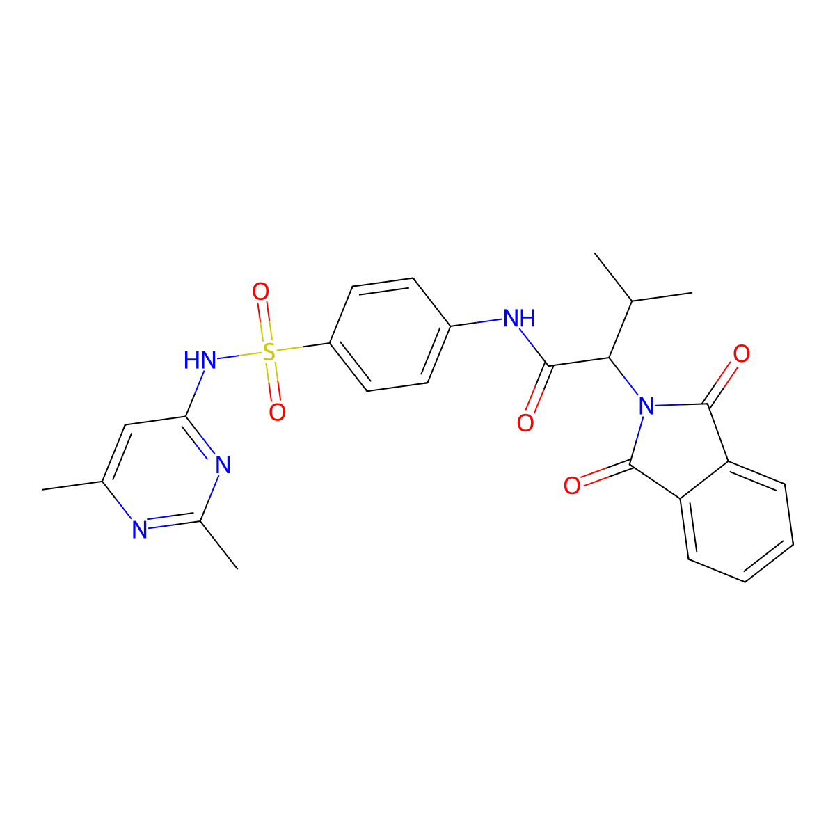 N-[4-(2,6-Dimethyl-pyrimidin-4-ylsulfamoyl)-phenyl]-2-(1,3-dioxo-1,3-dihydro-isoindol-2-yl)-3-methyl-but yramide molecular structure, CAS 347366-38-5