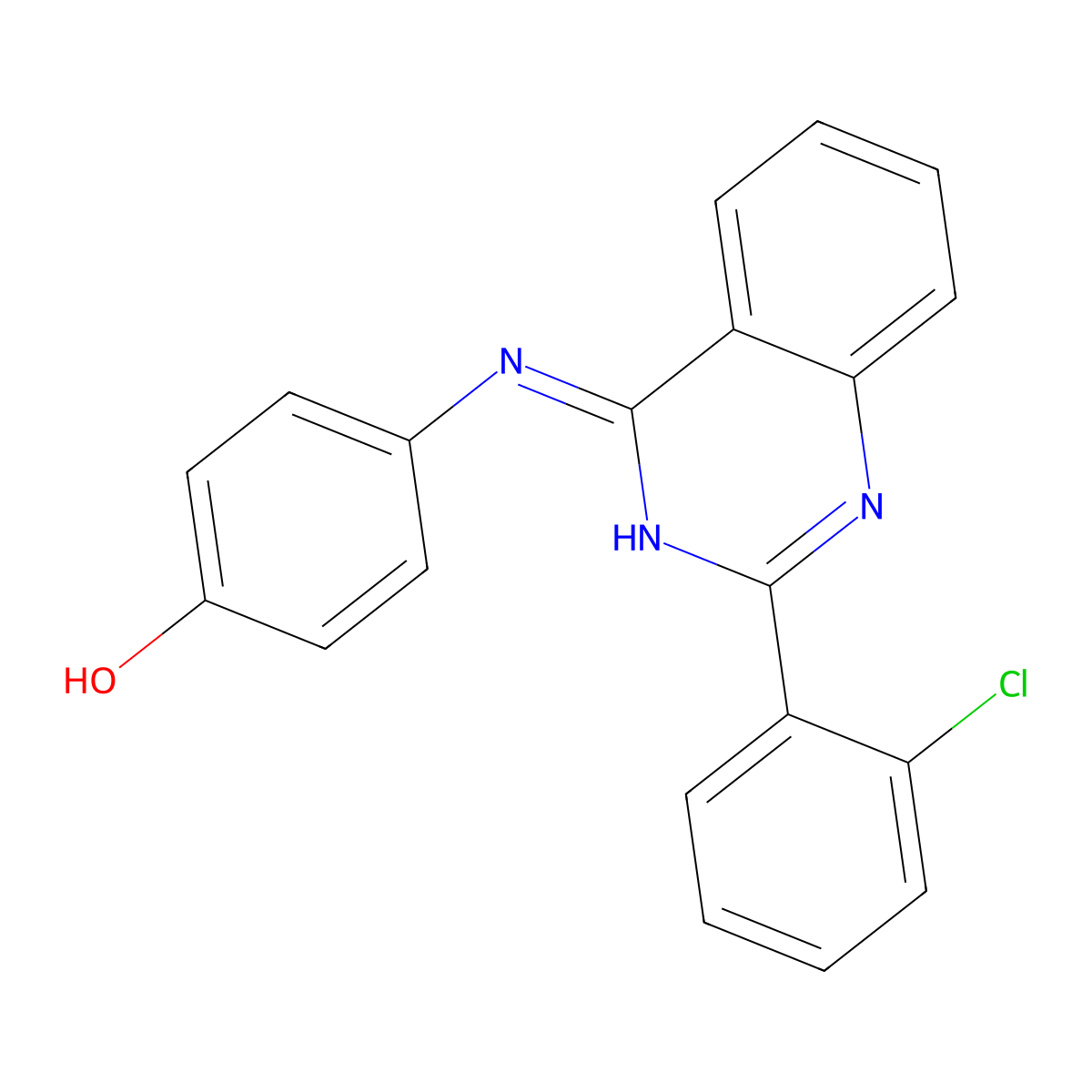 4-[[2-(2-Chlorophenyl)quinazolin-4-yl]amino]phenol molecular structure, CAS 347366-40-9