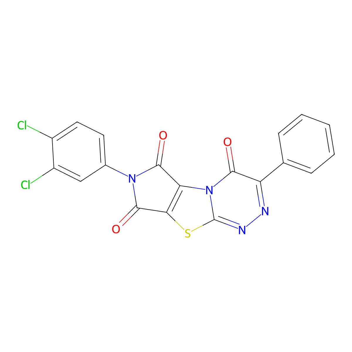 2-(3,4-Dichlorophenyl)-7-phenylpyrrolo[3,4][1,3]thiazolo[1,4-b][1,2,4]triazine-1,3,8-trione molecular structure, CAS 347366-59-0