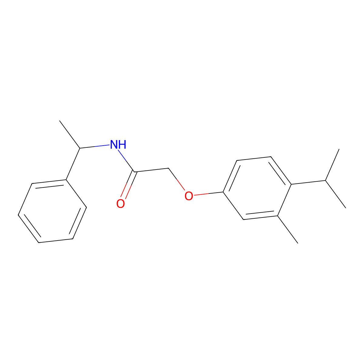 2-(4-isopropyl-3-methylphenoxy)-N-(1-phenylethyl)acetamide molecular structure, CAS 347366-60-3