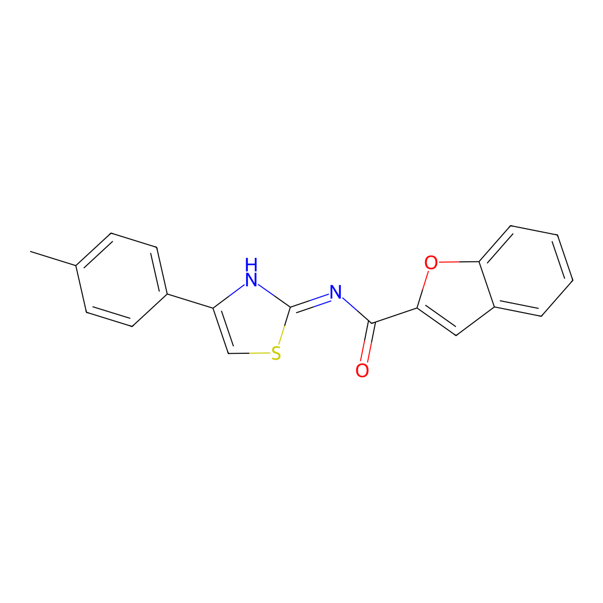 N-[4-(4-methylphenyl)-1,3-thiazol-2-yl]-1-benzofuran-2-carboxamide molecular structure, CAS 347366-62-5