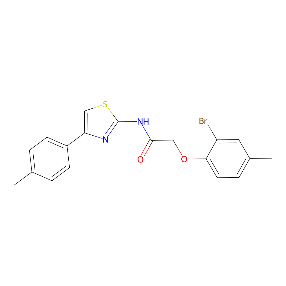 2-(2-bromo-4-methylphenoxy)-N-[4-(4-methylphenyl)-1,3-thiazol-2-yl]acetamide molecular structure, CAS 347366-64-7