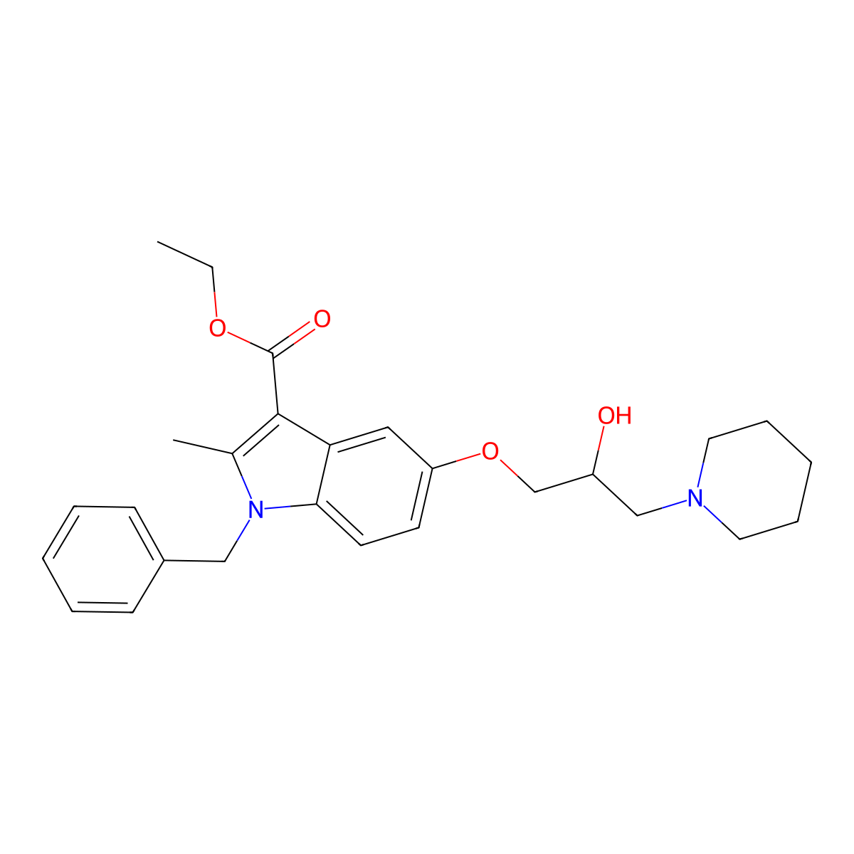 ethyl 1-benzyl-5-(2-hydroxy-3-(piperidin-1-yl)propoxy)-2-methyl-1H-indole-3-carboxylate molecular structure, CAS 347368-75-6