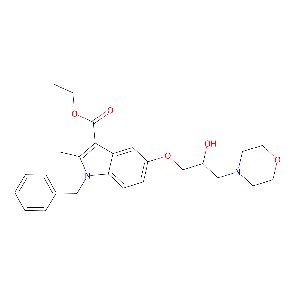 ethyl 1-benzyl-5-(2-hydroxy-3-morpholinopropoxy)-2-methyl-1H-indole-3-carboxylate molecular structure, CAS 347368-77-8