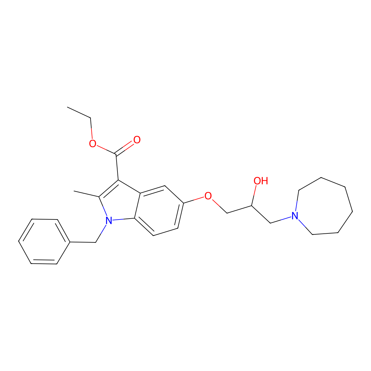 ethyl 5-(3-(azepan-1-yl)-2-hydroxypropoxy)-1-benzyl-2-methyl-1H-indole-3-carboxylate molecular structure, CAS 347368-79-0