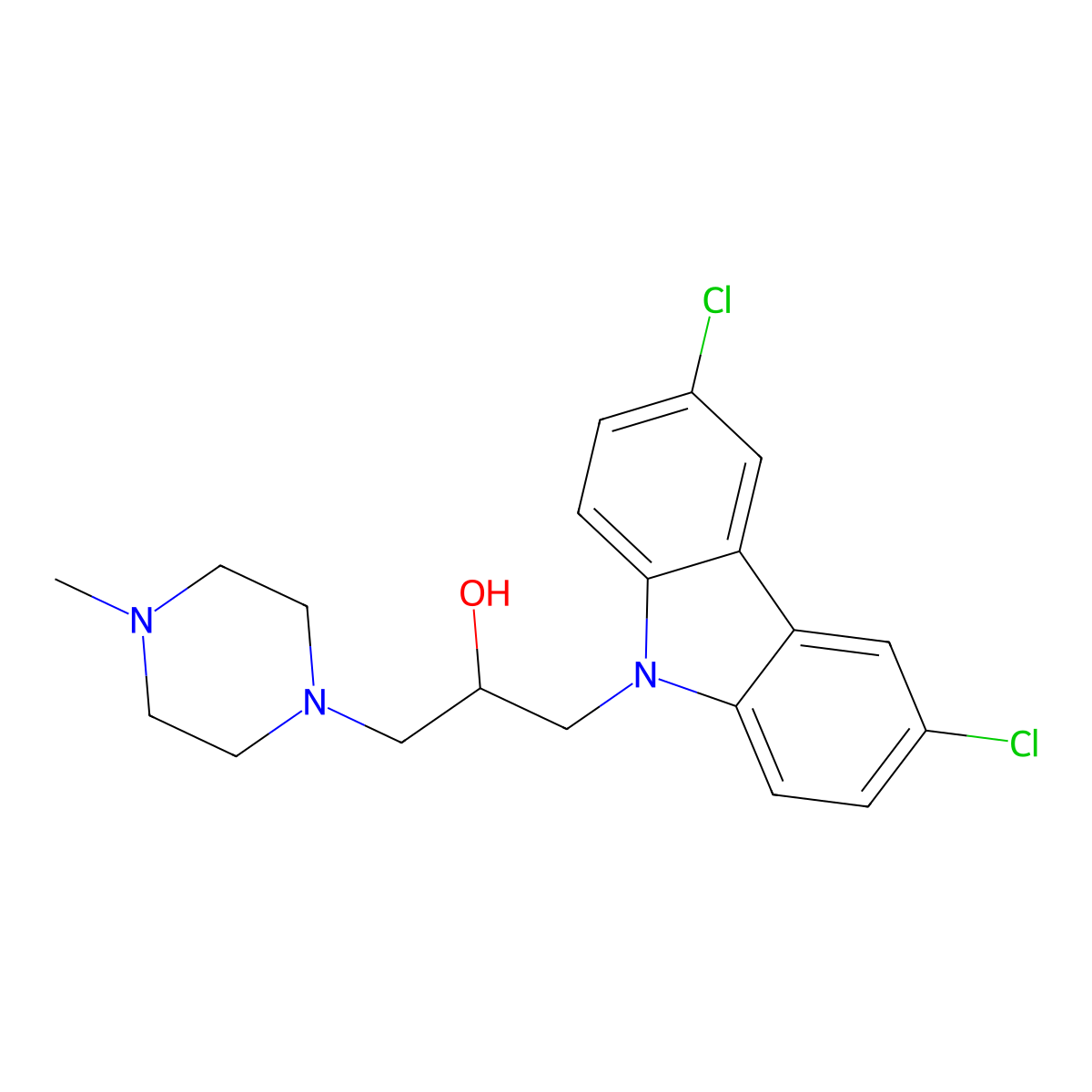 1-(3,6-dichloro-9H-carbazol-9-yl)-3-(4-methylpiperazin-1-yl)propan-2-ol molecular structure, CAS 347368-83-6