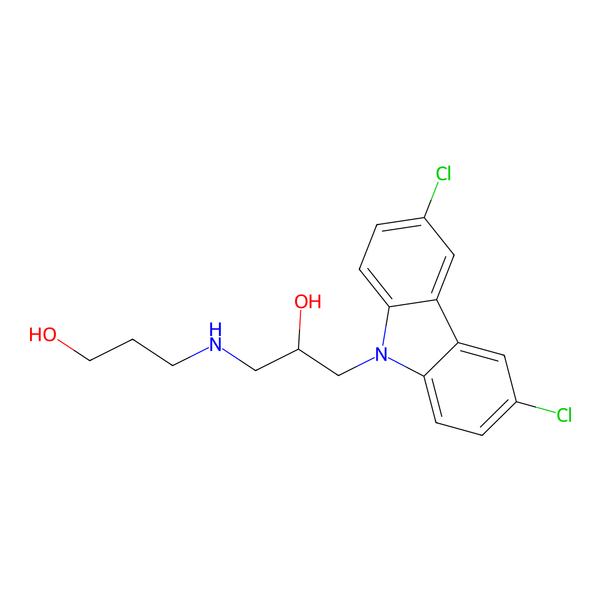 3-((3-(3,6-dichloro-9H-carbazol-9-yl)-2-hydroxypropyl)amino)propan-1-ol molecular structure, CAS 347369-01-1