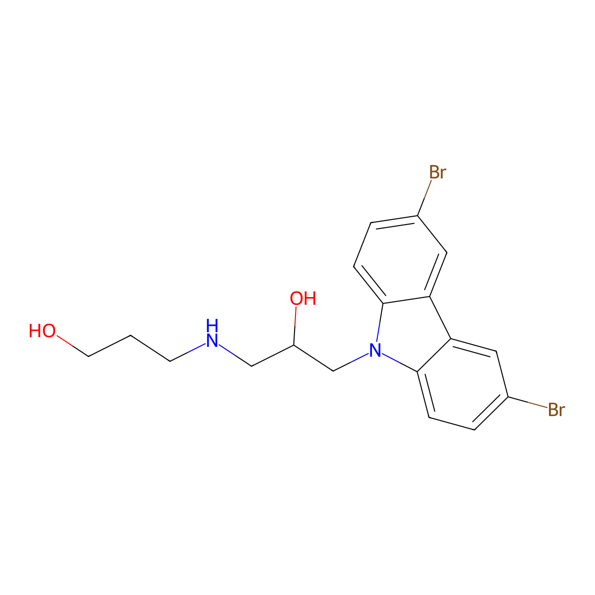 3-((3-(3,6-dibromo-9H-carbazol-9-yl)-2-hydroxypropyl)amino)propan-1-ol molecular structure, CAS 347369-02-2