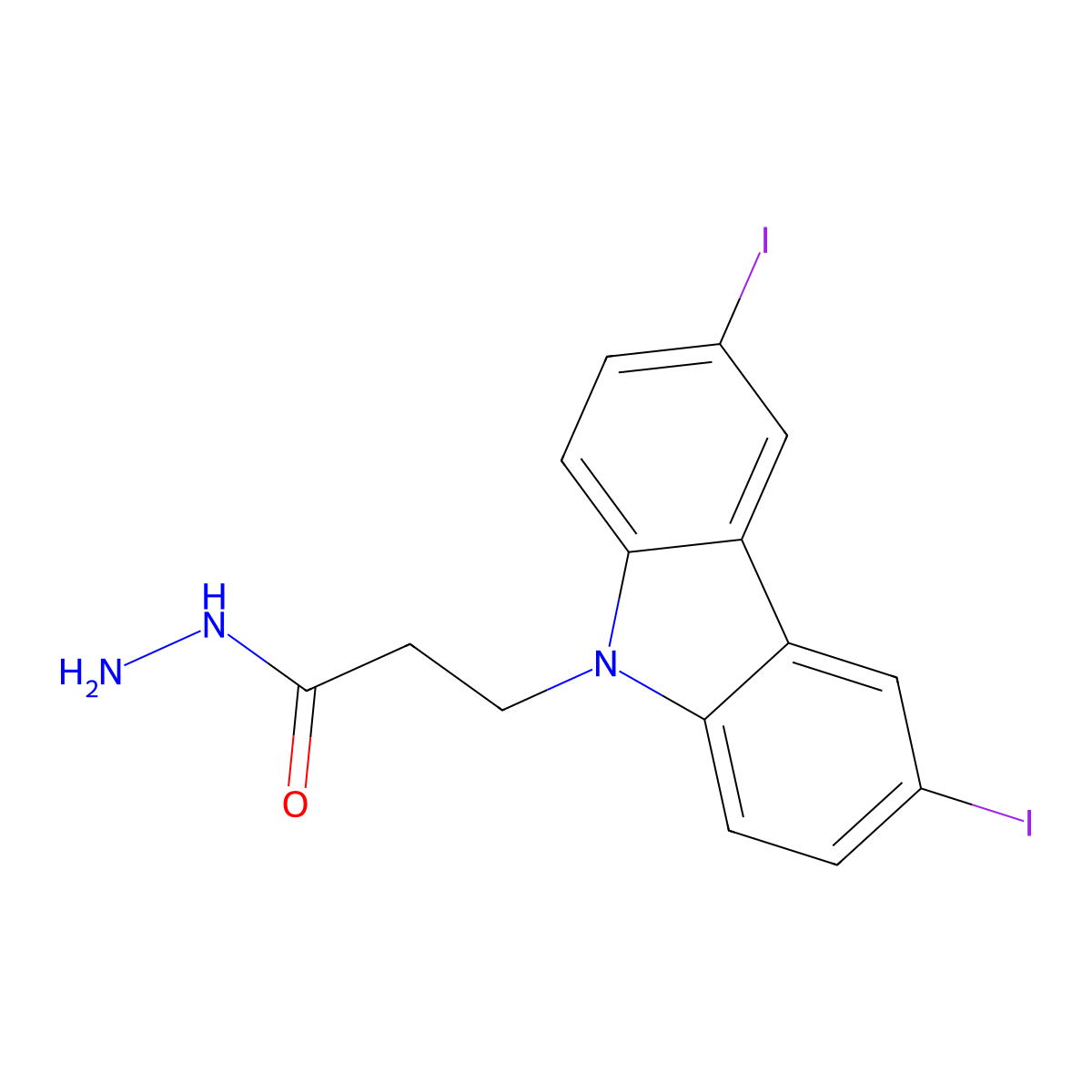 3-(3,6-diiodo-9H-carbazol-9-yl)propanehydrazide molecular structure, CAS 347369-06-6
