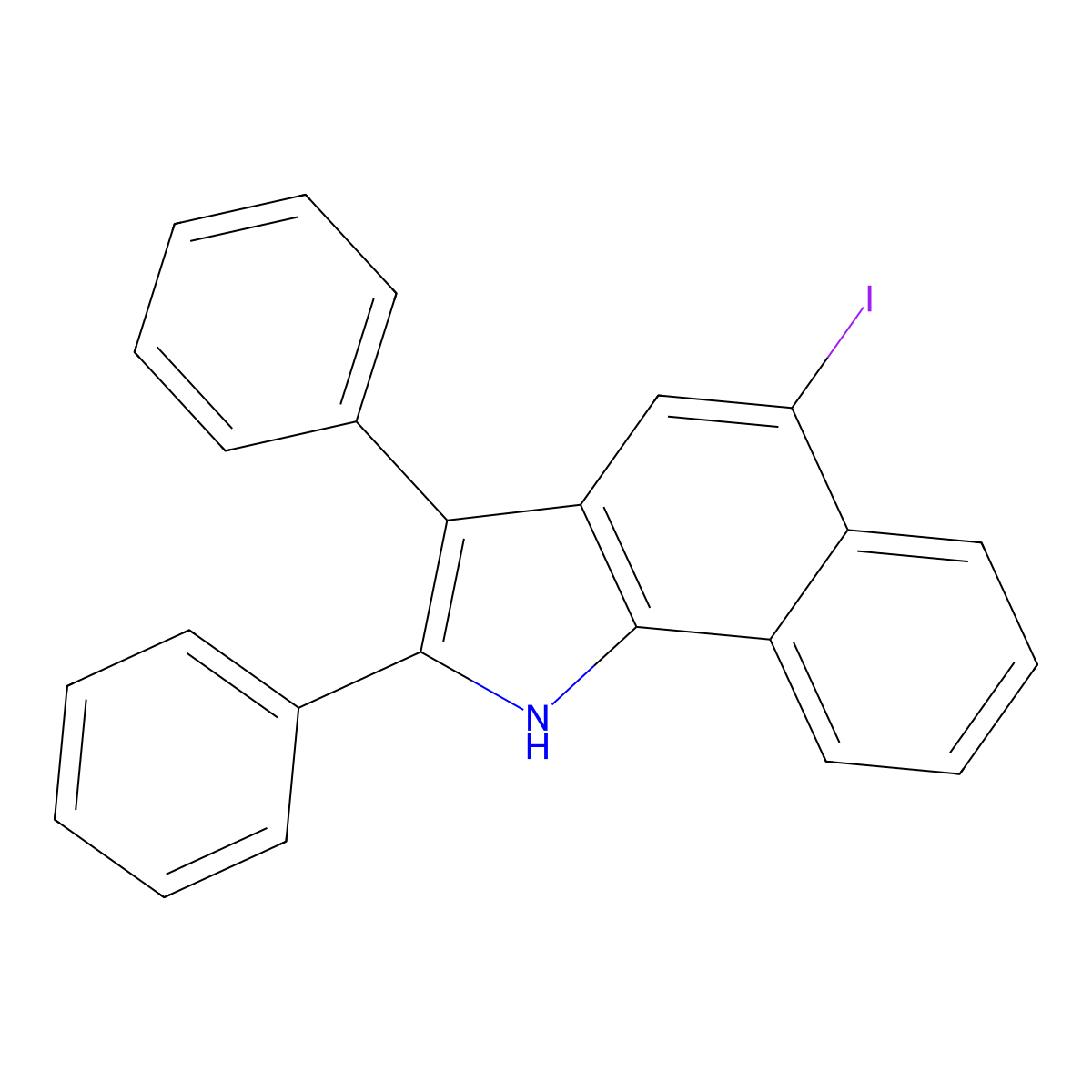 5-iodo-2,3-diphenyl-1H-benzo[g]indole molecular structure, CAS 347369-11-3