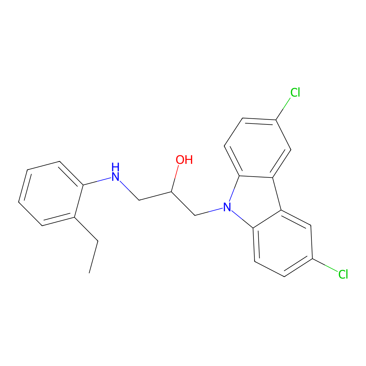 1-(3,6-dichloro-9H-carbazol-9-yl)-3-[(2-ethylphenyl)amino]propan-2-ol molecular structure, CAS 347369-48-6