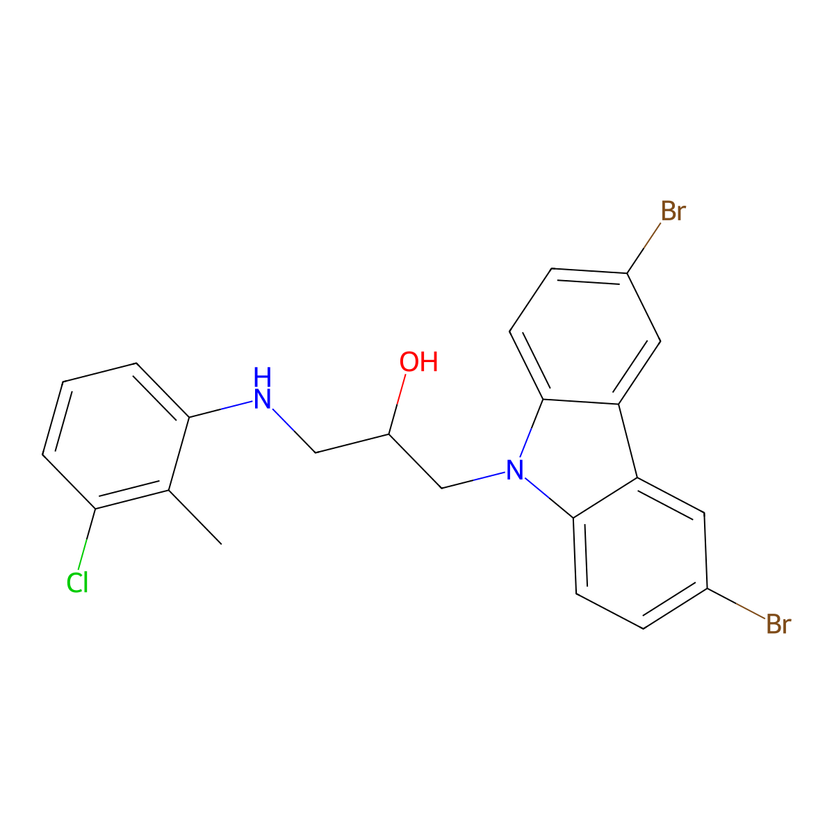 1-[(3-chloro-2-methylphenyl)amino]-3-(3,6-dibromo-9H-carbazol-9-yl)propan-2-ol molecular structure, CAS 347369-53-3