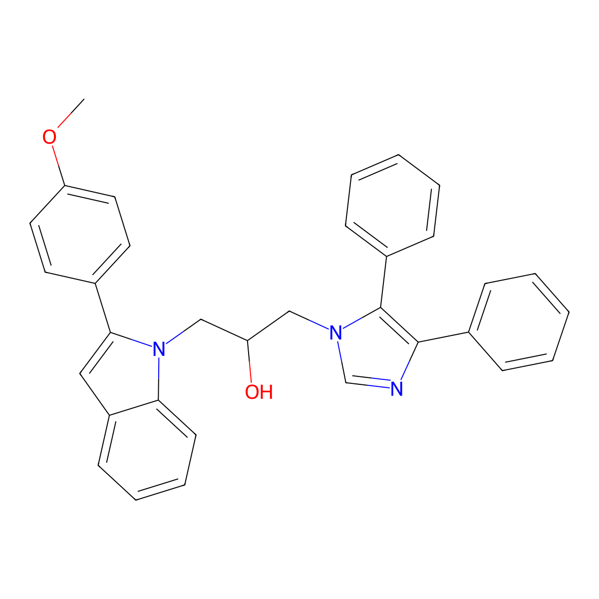 1-(4,5-diphenyl-1H-imidazol-1-yl)-3-(2-(4-methoxyphenyl)-1H-indol-1-yl)propan-2-ol molecular structure, CAS 347369-64-6