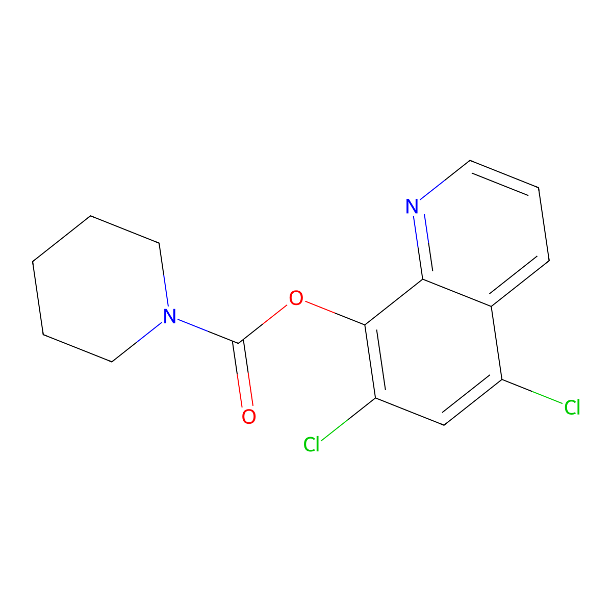 5,7-Dichloroquinolin-8-yl piperidine-1-carboxylate molecular structure, CAS 347370-59-6