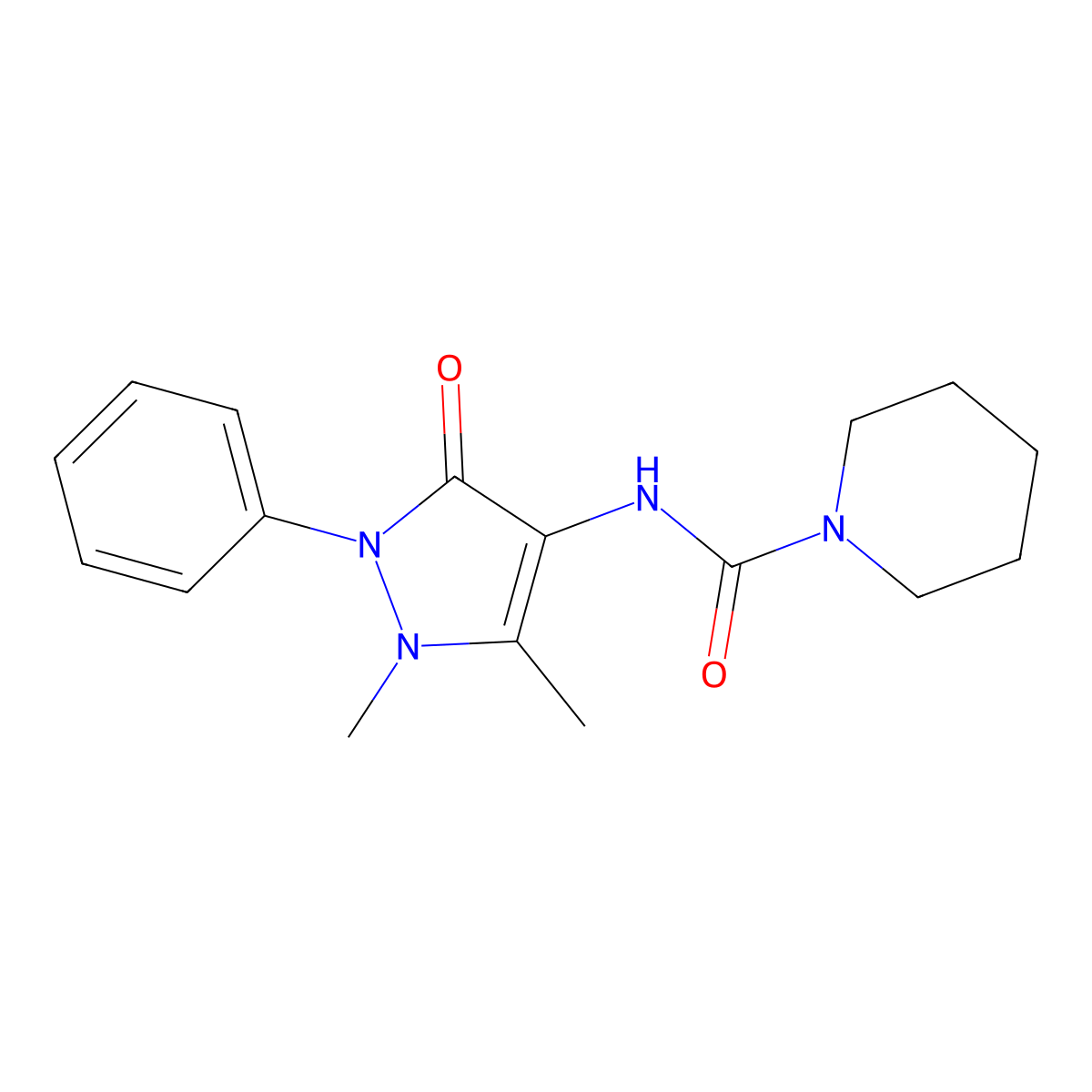 N-(1,5-dimethyl-3-oxo-2-phenyl-2,3-dihydro-1H-pyrazol-4-yl)piperidine-1-carboxamide molecular structure, CAS 347370-65-4