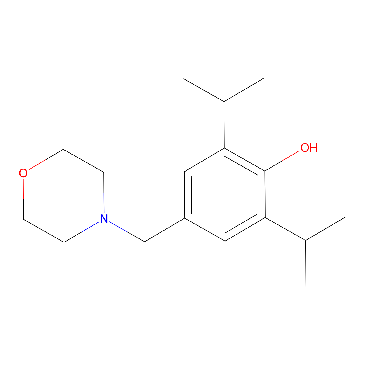 2,6-Bis(1-methylethyl)-4-(4-morpholinylmethyl)phenol molecular structure, CAS 347381-86-6