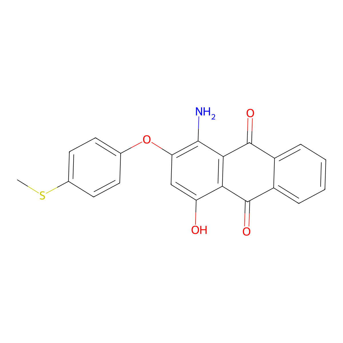9,10-Anthracenedione, 1-amino-4-hydroxy-2-(4-(methylthio)phenoxy)- molecular structure, CAS 34740-81-3