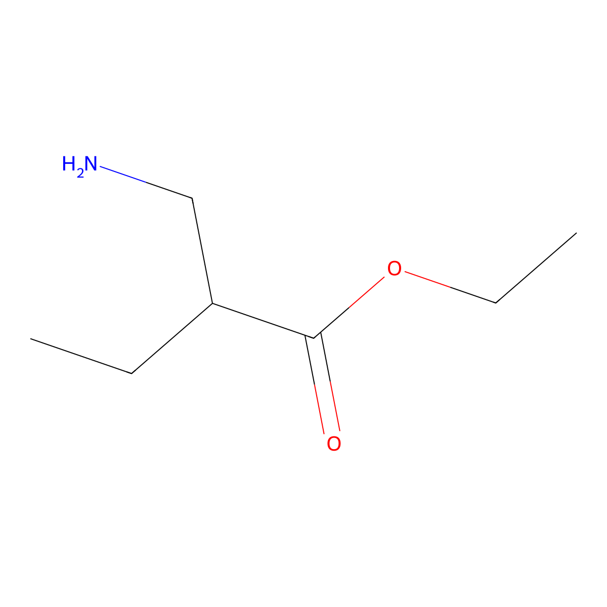 Ethyl 2-(aminomethyl)butanoate molecular structure, CAS 34741-24-7