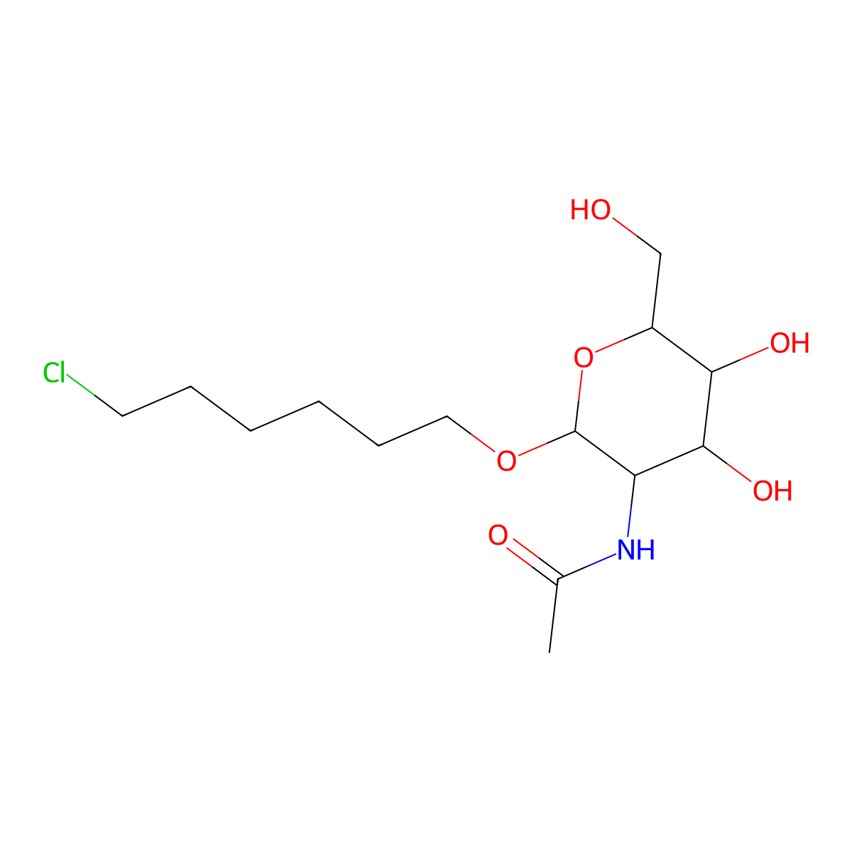 N-[2-(6-chlorohexoxy)-4,5-dihydroxy-6-(hydroxymethyl)oxan-3-yl]acetamide molecular structure, CAS 347411-95-4