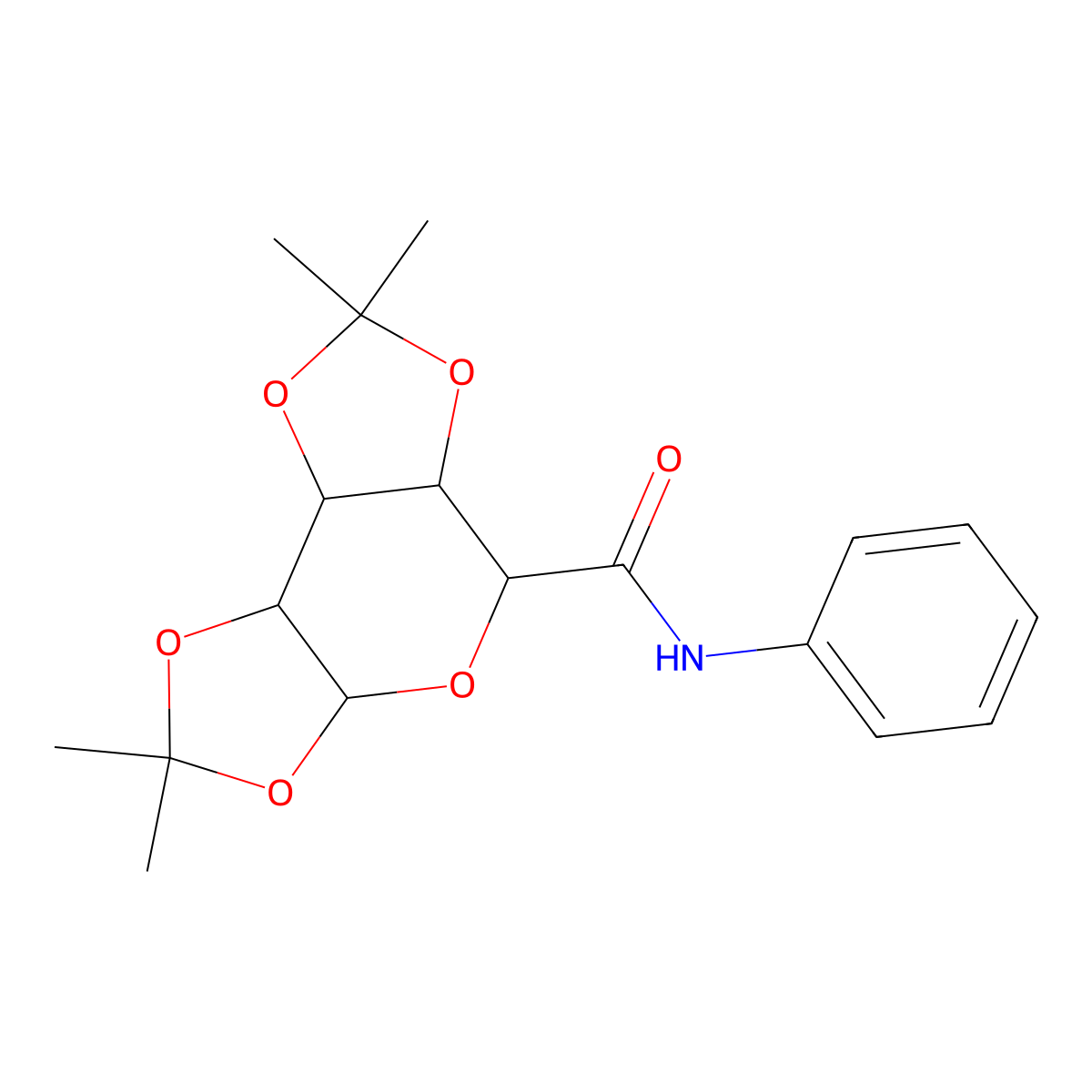 2,2,7,7-Tetramethyl-tetrahydrobis[1,3]dioxolo[4,5-b:4',5'-d]pyran-5-carboxylic acid, phenylamide molecular structure, CAS 347412-23-1