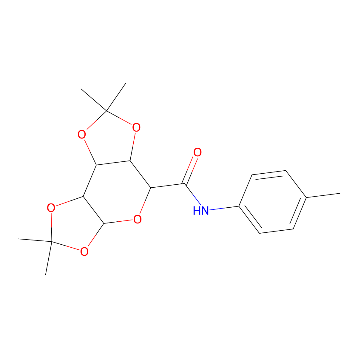 2,2,7,7-tetramethyl-N-(4-methylphenyl)tetrahydro-3aH-di[1,3]dioxolo[4,5-b:4,5-d]pyran-5-carboxamide molecular structure, CAS 347412-24-2