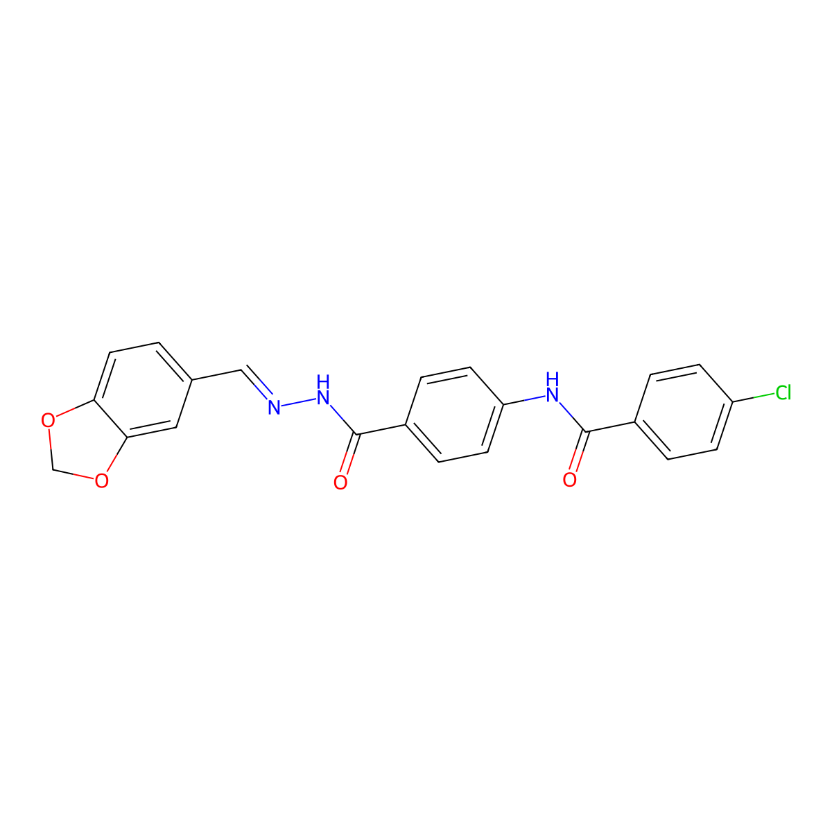 4-[(4-Chlorobenzoyl)amino]benzoic acid 2-(1,3-benzodioxol-5-ylmethylene)hydrazide molecular structure, CAS 347418-49-9
