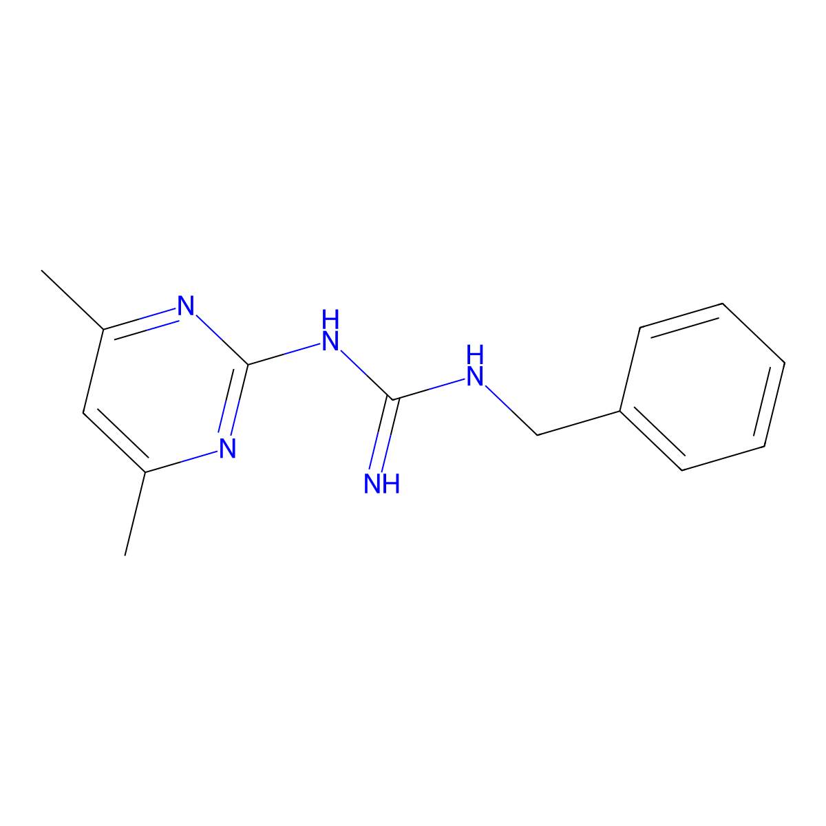1-Benzyl-3-(4,6-dimethylpyrimidin-2-yl)guanidine molecular structure, CAS 34747-49-4