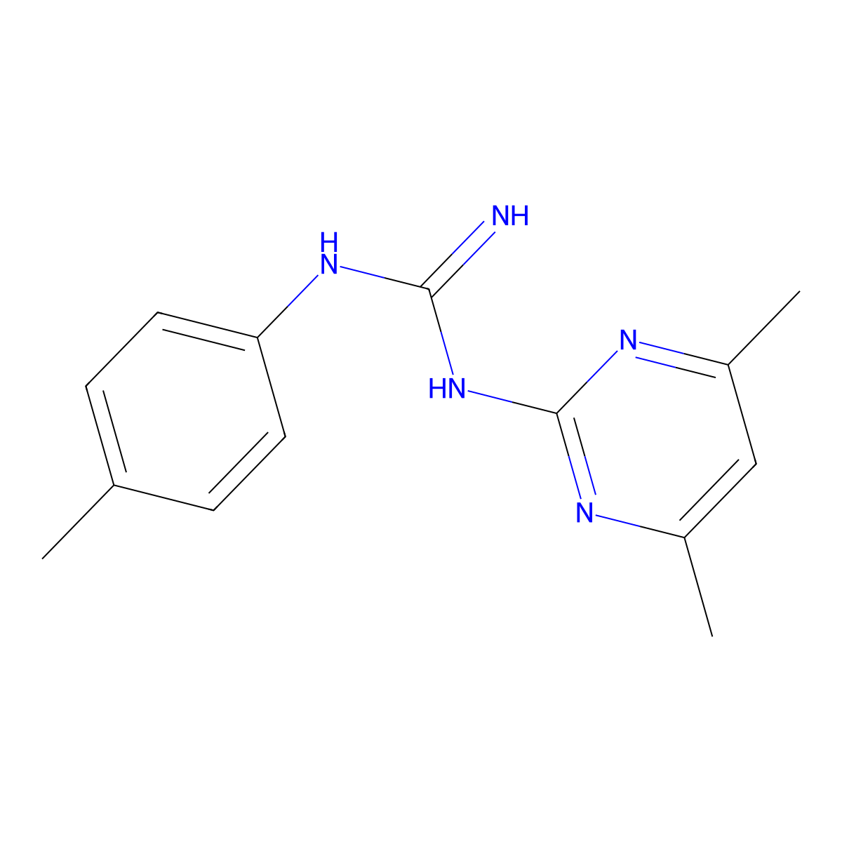 1-(4,6-Dimethylpyrimidin-2-yl)-3-(p-tolyl)guanidine molecular structure, CAS 34747-51-8
