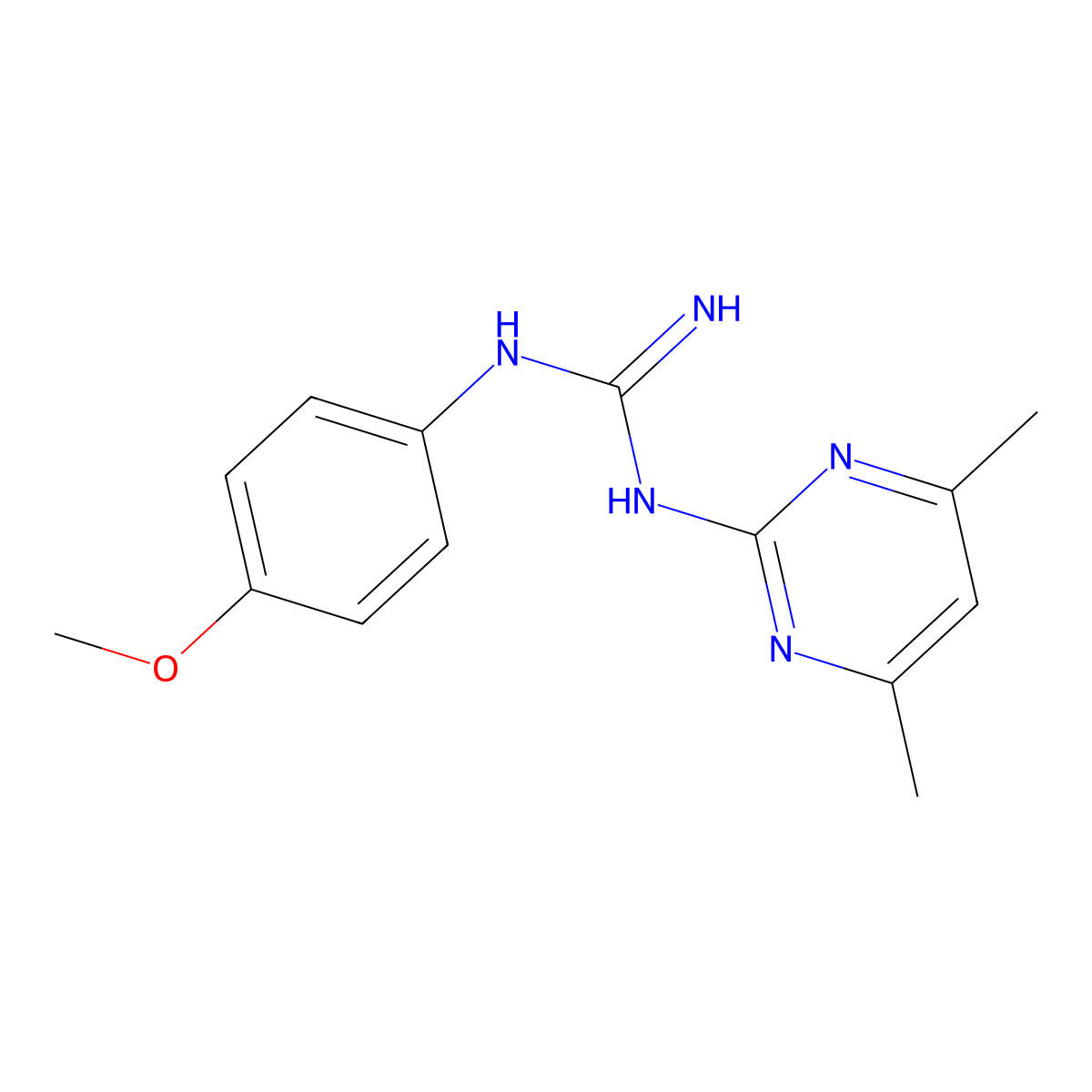 1-(4,6-Dimethylpyrimidin-2-yl)-3-(4-methoxyphenyl)guanidine molecular structure, CAS 34747-52-9