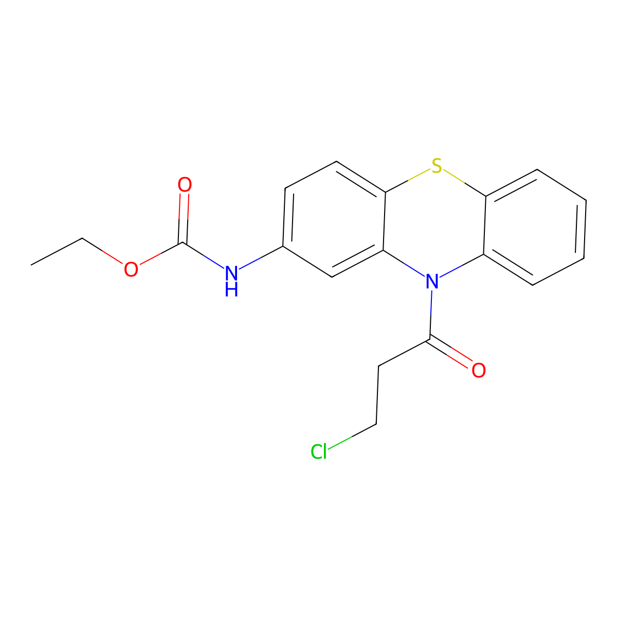 Ethyl (10-(3-chloropropanoyl)-10H-phenothiazin-2-yl)carbamate molecular structure, CAS 34749-22-9