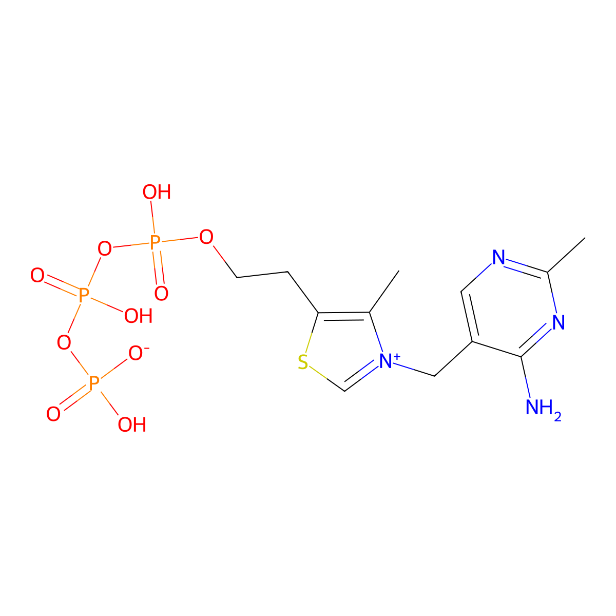 Thiamine triphosphoric acid ester molecular structure, CAS 3475-65-8