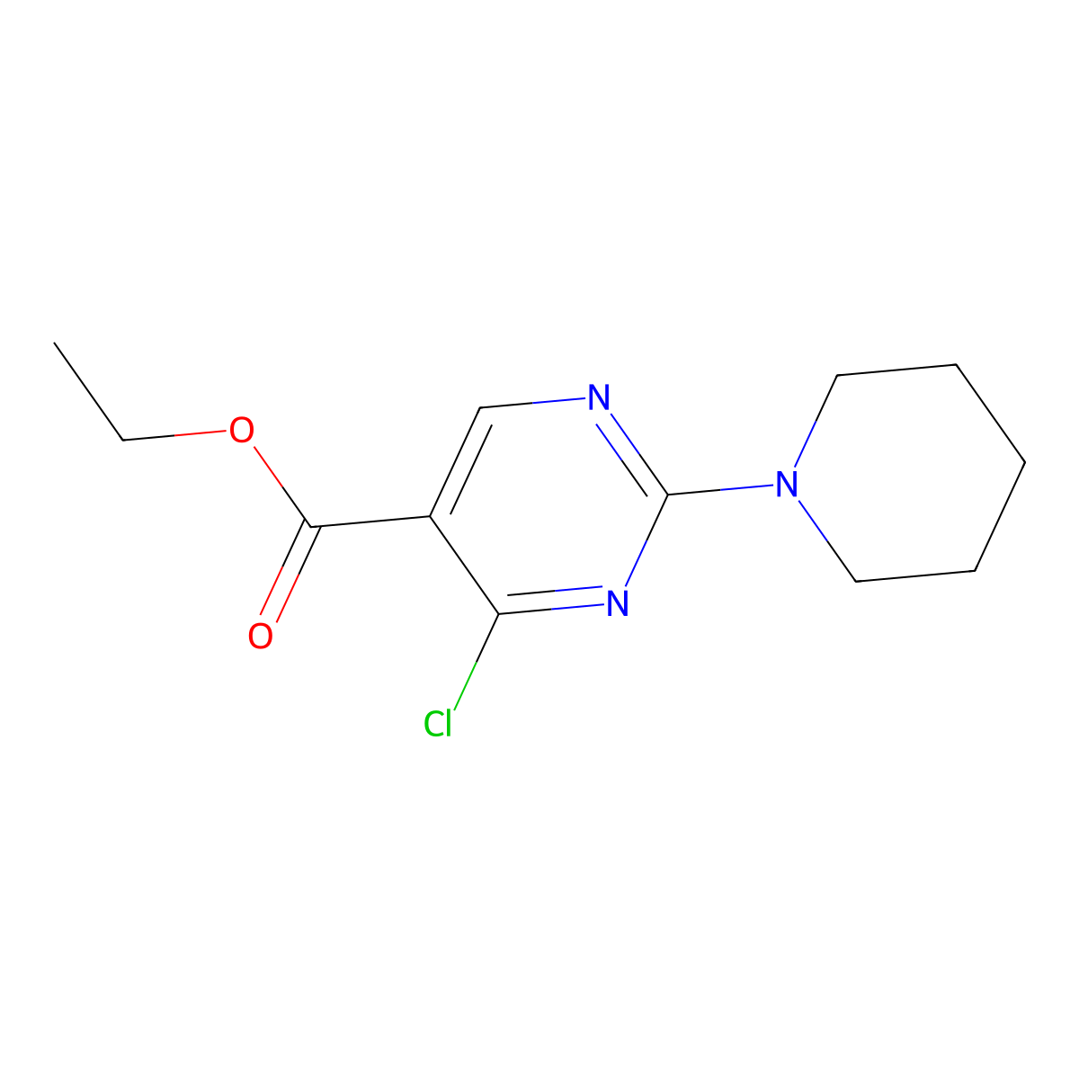 Ethyl 4-chloro-2-(piperidin-1-YL)pyrimidine-5-carboxylate molecular structure, CAS 34750-24-8