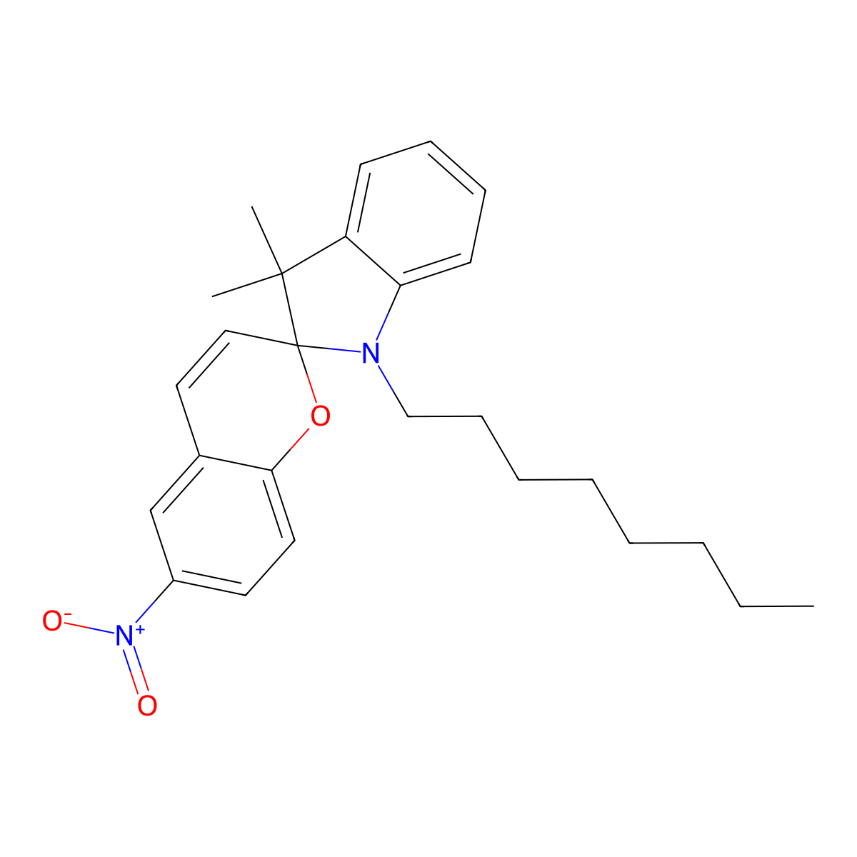 3',3'-Dimethyl-6-nitro-1'-octyl-1',3'-dihydrospiro[chromene-2,2'-indole] molecular structure, CAS 34756-29-1