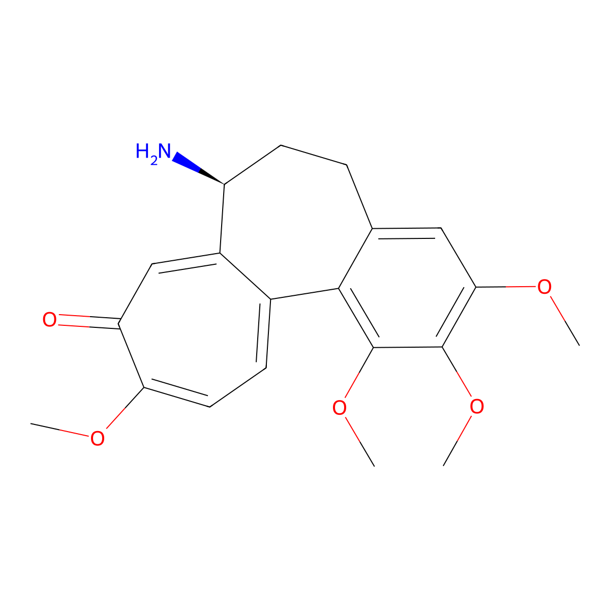 (7S)-7-Amino-6,7-dihydro-1,2,3,10-tetramethoxybenzo(a)heptalen-9(5H)-one molecular structure, CAS 3476-50-4