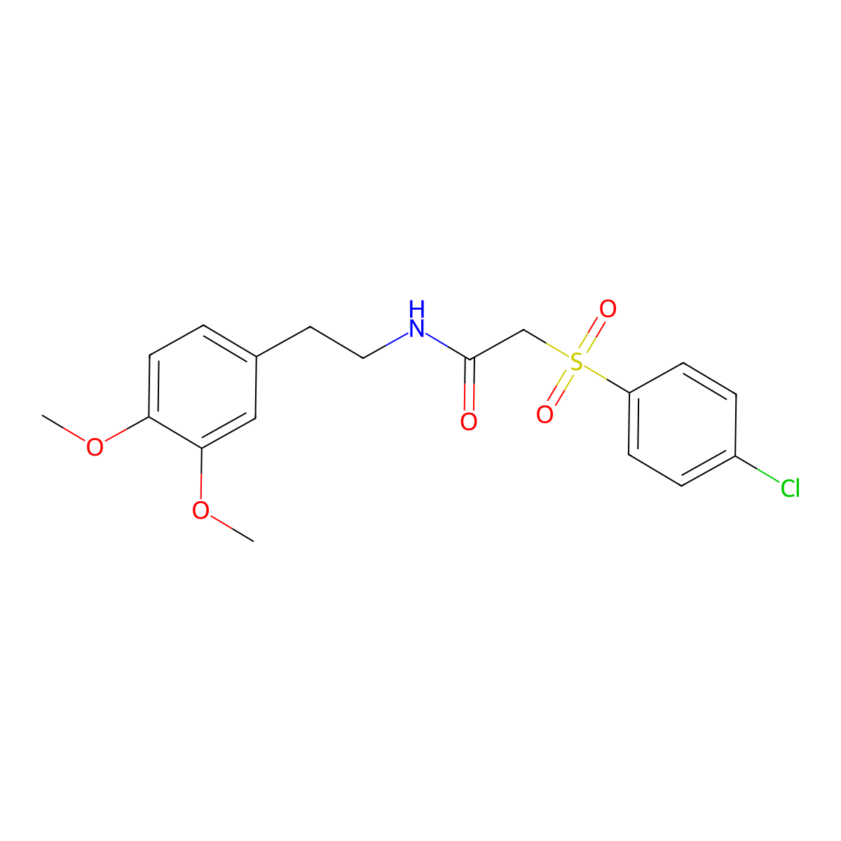 2-[(4-chlorophenyl)sulfonyl]-N-[2-(3,4-dimethoxyphenyl)ethyl]acetamide molecular structure, CAS 3476-82-2
