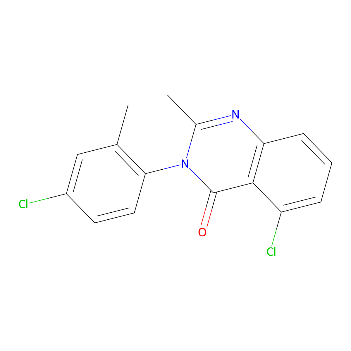 5-Chloro-3-(4-chloro-2-methylphenyl)-2-methyl-4(3H)-quinazolinone molecular structure, CAS 3476-88-8