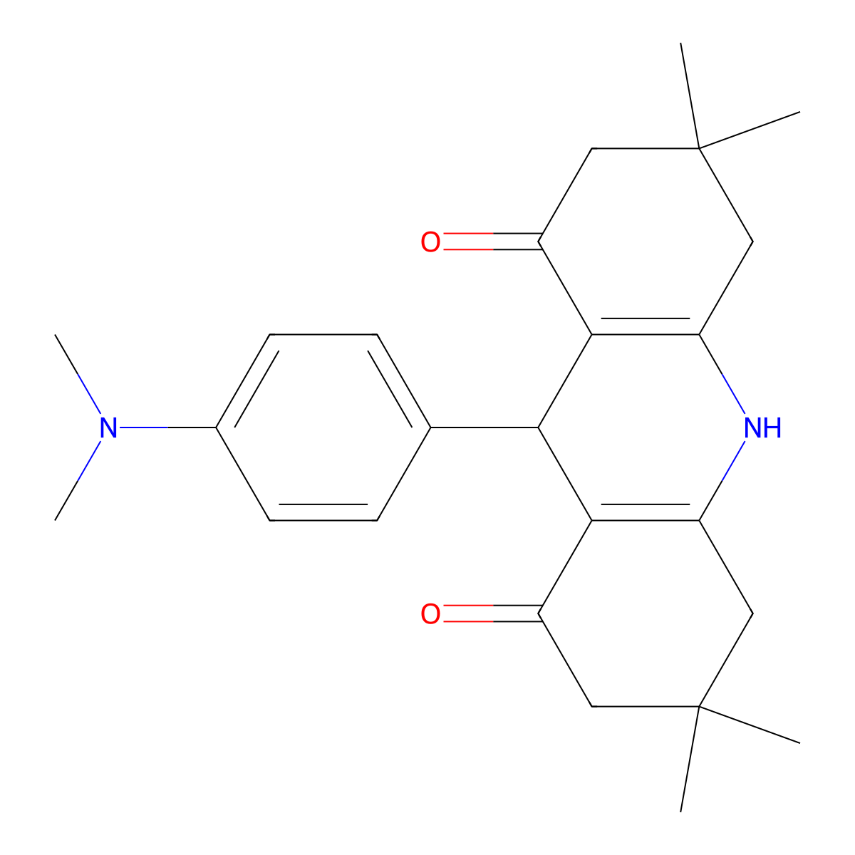 9-[4-(dimethylamino)phenyl]-3,3,6,6-tetramethyl-3,4,6,7,9,10-hexahydroacridine-1,8(2H,5H)-dione molecular structure, CAS 3476-94-6