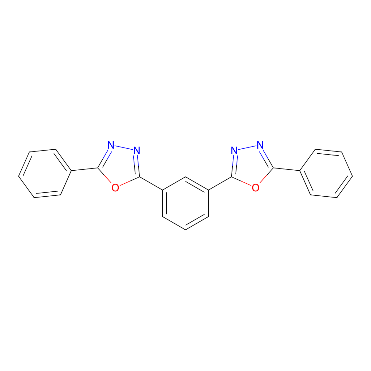 2-Phenyl-5-[3-(5-phenyl-1,3,4-oxadiazol-2-yl)phenyl]-1,3,4-oxadiazole molecular structure, CAS 3477-75-6