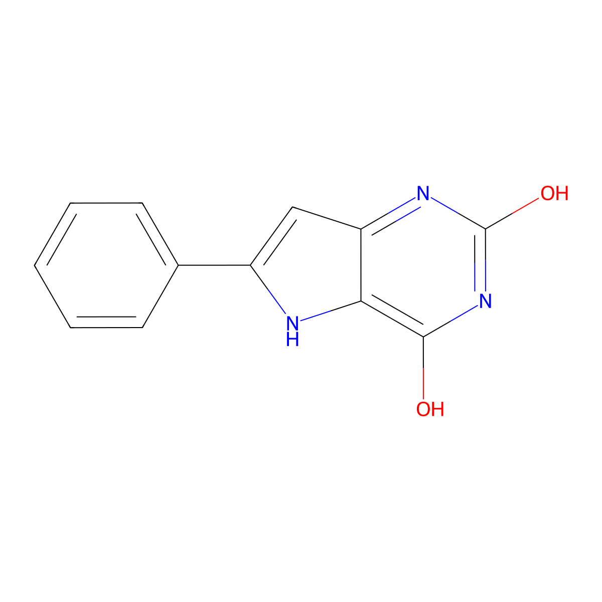 6-phenyl-5H-pyrrolo[3,2-d]pyrimidine-2,4-diol molecular structure, CAS 34771-39-6