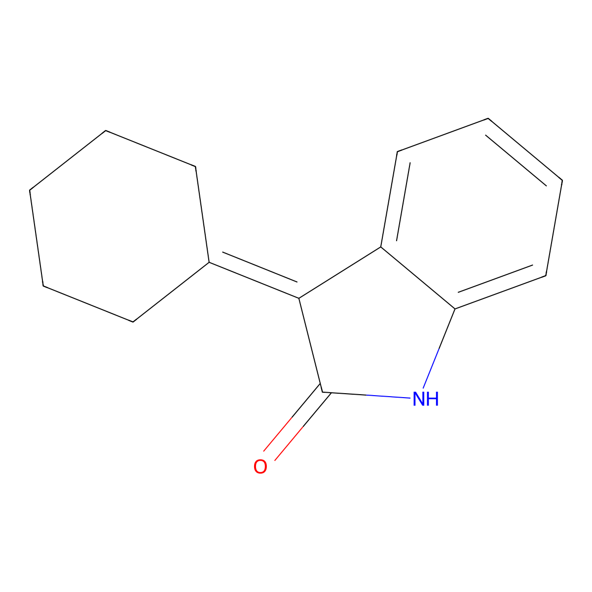3-cyclohexylidene-1,3-dihydro-2H-indol-2-one molecular structure, CAS 3478-78-2